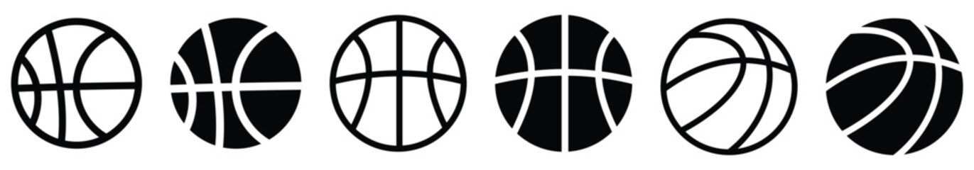 Basketball balls set symbols. Outline basketball ball icons. Vector illustration.
