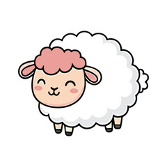 Fototapeta premium Cute funny domestic sheep animal vector design on white background.