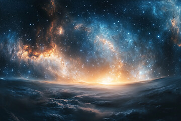 Obraz premium Colorful Planetary System Abstract Art – Galactic Digital Space Illustration