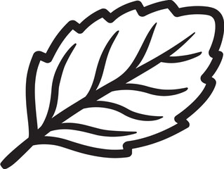 Elegant Mint Leaf Illustration in Simple Line Design