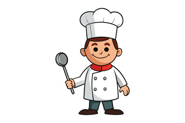 The Little Chef: a charming illustration of a chef holding a ladle, embodying culinary profession and the art of cooking.