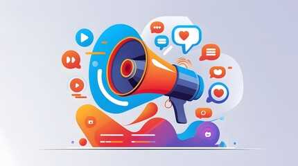 Fototapeta premium illustration of a megaphone broadcasting loud sound or speech,