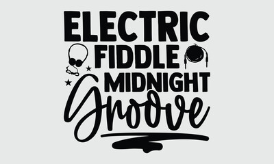 Electric Fiddle Midnight Groove- Electric Violin T-shirt Design, dynamic concept art in clean vector form. Perfect for music-themed apparel and merchandise.