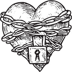 Obraz premium Broken Heart with Pain Lines - Heartbreak Mental Health Art