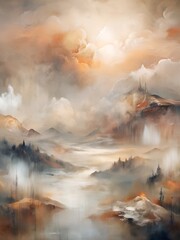 Fototapeta premium Scandinavian Boho Abstract in Earthy Neutrals – Minimalist Printable Wall Art