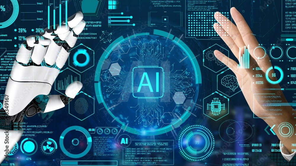 Poster ai assistant brain processor with llm technology, big data, machine learning, generative ai for busi