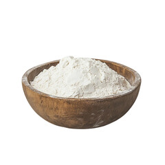 White flour in a wooden bowl [Transparent Background PNG]