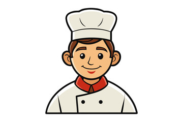 A Chef's Culinary Portrait: A charming graphic illustration of a smiling chef, radiating warmth and expertise, ready to craft culinary creations.