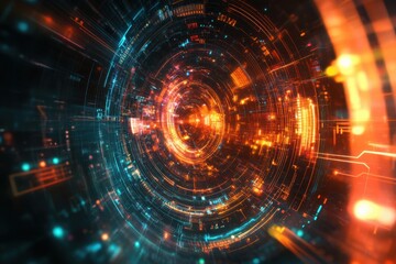Glowing Circuitry Tunnel Abstract technology futuristic