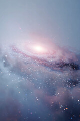 Fototapeta premium A mesmerizing cosmic dance of light and stardust, swirling galaxy against a gradient backdrop.