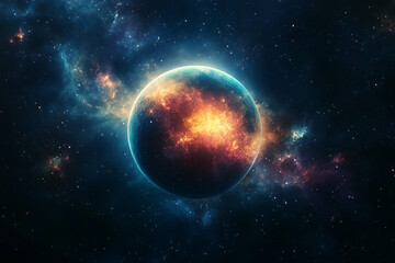 Fototapeta premium Colorful Planetary System Abstract Art – Galactic Digital Space Illustration