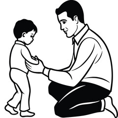 Father and child bonding moment with a warm smile silhouette