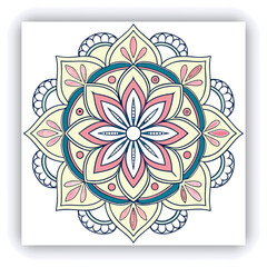 Close-up of hand coloring intricate mandala design with colored pencil, showcasing detailed artwork and creative process, representing relaxation, mindfulness, and artistic expression