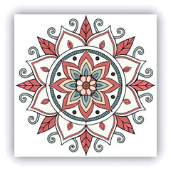 Close-up of hand coloring intricate mandala design with colored pencil, showcasing detailed artwork and creative process, representing relaxation, mindfulness, and artistic expression