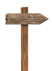 close up of a wooden sign on white background
