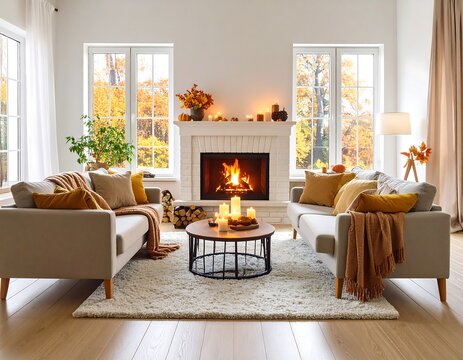 Cozy autumn living room (5) - Powered by Adobe