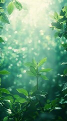 Obraz premium Fresh Green Leaves Emerging in a Forest with Sunlight
