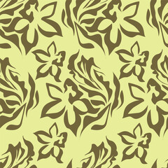 Colorful hand draw flowers seamless pattern. Can be used for fabric textile wallpaper.	