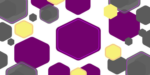 Purple and gray wallpaper design vector. Minimal abstract background with hexagon shape illustration.