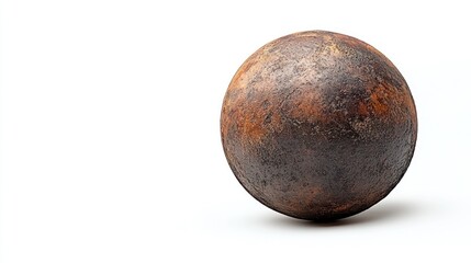 Rusty brown sphere against white