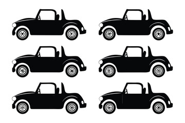 Automobile silhouettes on display: This eye-catching display showcases a range of car silhouettes against a simple backdrop. This series highlights the sleek design and form of classic cars.