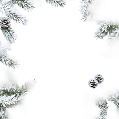  white snow christmas frame border isolated [Transparent Background PNG]