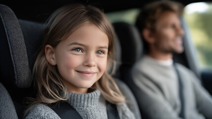 Caring Mother Buckling Daughter into Child Safety Seat – Family Road Trip and Car Safety Concept in Modern Vehicle, child car seat, mother and daughter, family road trip, seatbelt safety, family bondi