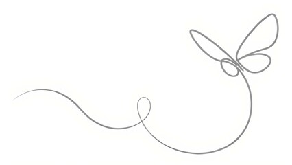 Minimalist One Line Drawing of Elegant Butterfly Flying, Perfect for Spa Logo, Wellbeing Concept, Beauty Salon, Relaxation Art, and Editable Modern Doodle Illustration