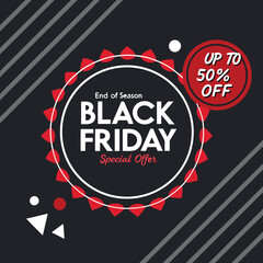 Black friday special offer up to fifty percent off with decorative elements