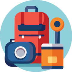 vector illustration of a set of colorful suitcases