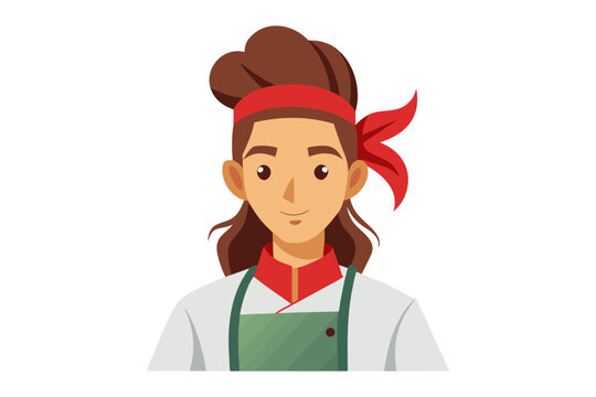Chef Portrait: A culinary professional, adorned in chef's attire and exuding confidence, stands ready to create culinary delights, evoking feelings of expertise and the art of cooking.