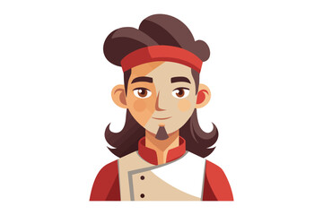 Artisan Chef: A digitally rendered illustration of a cheerful chef, expertly designed in vibrant color, showcasing a culinary professional.