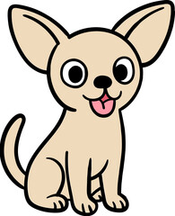 Chihuahua cartoon line, pet, cartoon line, cute, Chihuahua 