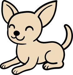 Chihuahua cartoon line, pet, cartoon line, cute, Chihuahua 