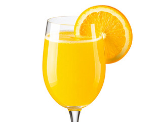 Chilled Mimosa Cocktail with Orange Slice for Summer Refreshment, Isolated