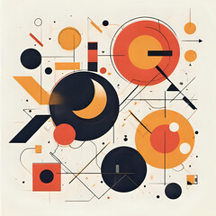 Obraz premium Geometric Abstract Art: Bold Circles, Lines & Shapes Design