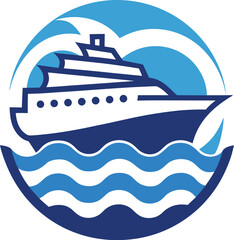 Obraz premium Cruise Ship in Ocean Vector