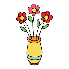 Hand-drawn flowers in a vase with delicate lines and soft details, showcasing blooming petals and leaves, creating a simple, elegant, and calming aesthetic.
