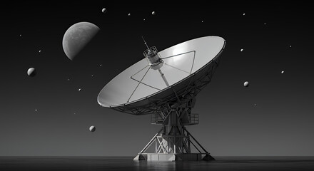 Satellite Dish Moon Planets Communication Technology