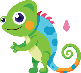 Colorful Chameleon Vector Cartoon Art