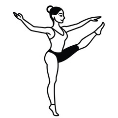 Fototapeta premium Graceful female dancer performing a ballet pose with one leg extended silhouette