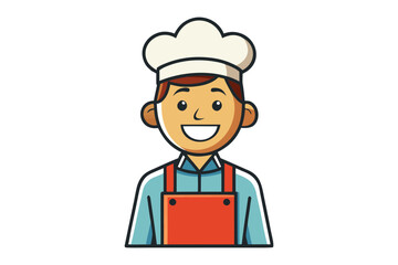 The Smiling Chef: A cheerful illustration of a chef, radiating warmth and culinary passion. He is ready to serve, full of good vibes