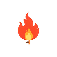 Fiery Key:  Abstract Flame Design, Burning Key Icon, Red and Orange