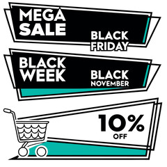 Mega sale black friday black november 10 percent off shopping cart promotion
