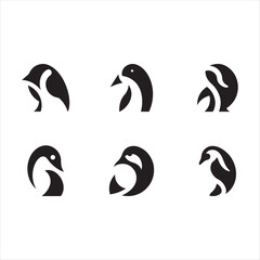 Penguin vector illustration set on white background, icon illustration design graphic flat vector illustration