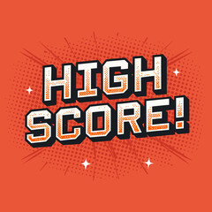 Retro Pixel Art High Score Graphic: 8-bit Game Design Element
