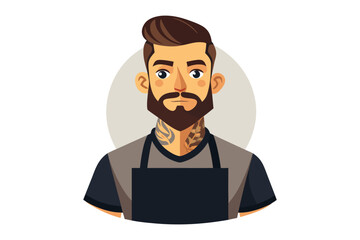 Cool Barber Icon: A stylized illustration of a modern barber, featuring a stylish haircut and a well-groomed beard, capturing the essence of contemporary grooming trends.