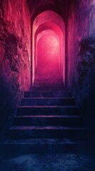 Fototapeta premium Stairway Leading to Light Through Arched Passageway