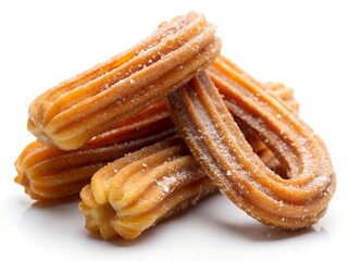 A pile of golden brown churros dusted with sugar and cinnamon, a delightful sweet treat