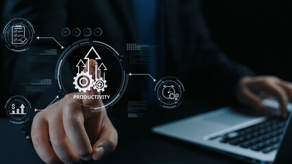 Productivity improvement in digital business, showing productivity tools, productivity tracking,...